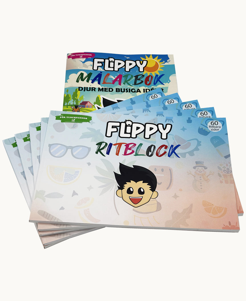 Ritpaketet från Flippy – innehåller 5 ritblock och 1 målarbok, ett komplett skaparkit för barn och vuxna som älskar att rita och färglägga